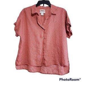 Rachel Zoe oversized linen boxy button up top